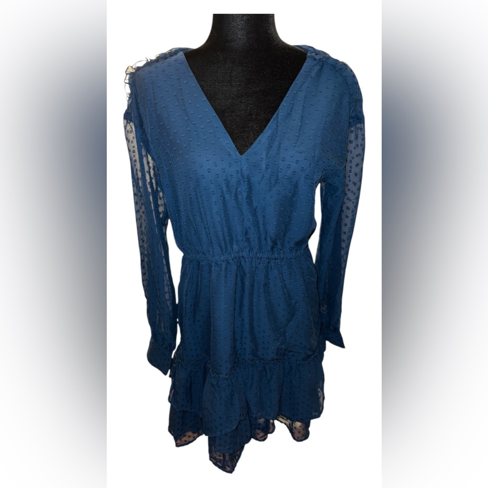 🔥 $208 Free Generation Los Angeles Women’s 100% Polyester Mini Navy Dress Sz M